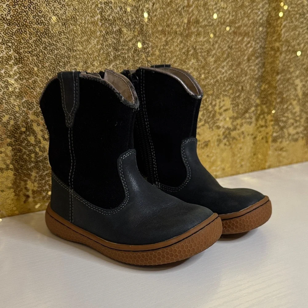 Livie & Luca Black Boots with Brown Sole